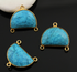Turquoise Faceted Half Moon Shape Bezel Connector, (BZC9041/TURQ/CNT)
